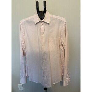 Armani Collezioni Mens Size 15.5x 33 Pink Stripe Dress Shirt  100% Cotton Large